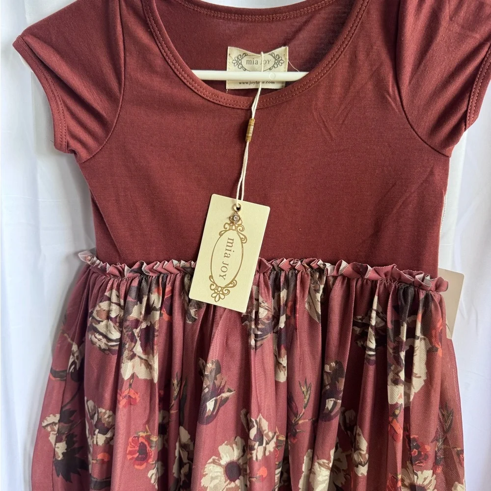 Joyfolie Mia Joy Loreli‎ Girls Dress In Cinnamon Floral Size 6 Size NWT